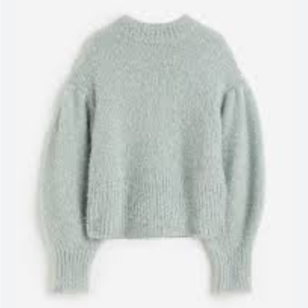 H&M Divided NWT Med Baloon Sleeve Cozy Relaxed Knit Sweater Dusty Green Metallic
